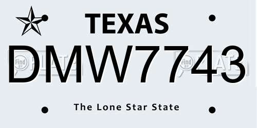 DMW7743 Texas License Plate