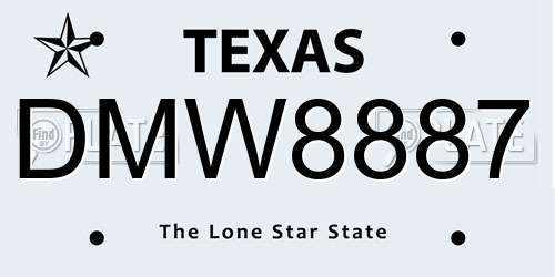 DMW8887 Texas License Plate