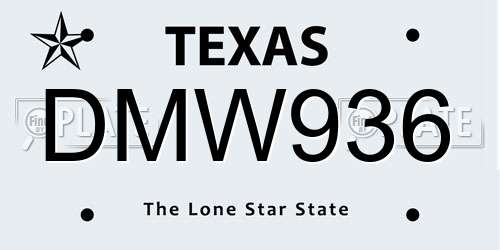 DMW936 Texas License Plate