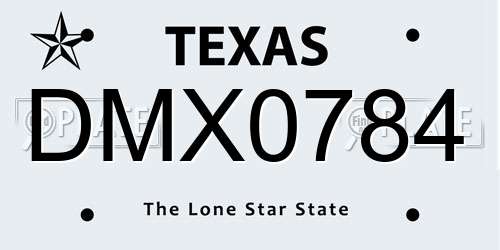 DMX0784 Texas License Plate