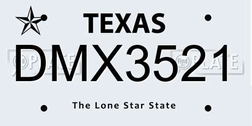 DMX3521 Texas License Plate