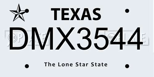 DMX3544 Texas License Plate