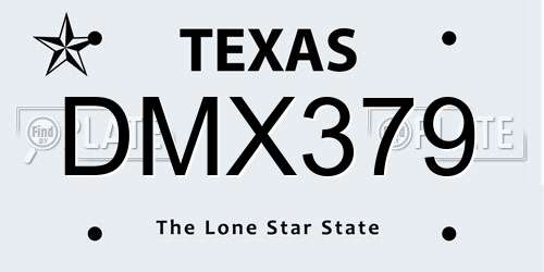 DMX379 Texas License Plate