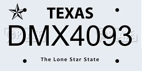 DMX4093 Texas License Plate