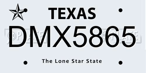 DMX5865 Texas License Plate