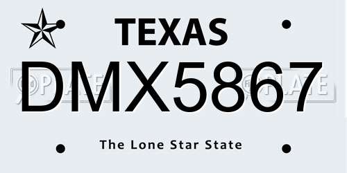 DMX5867 Texas License Plate
