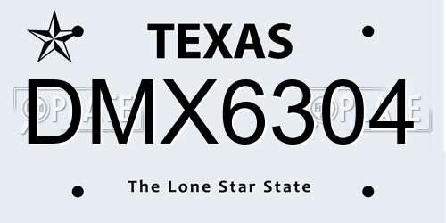 DMX6304 Texas License Plate