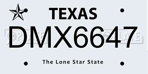 DMX6647 Texas License Plate