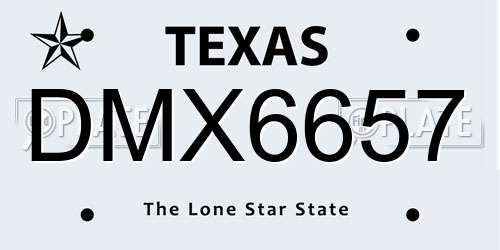 DMX6657 Texas License Plate