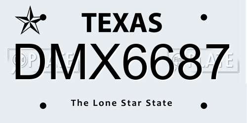 DMX6687 Texas License Plate