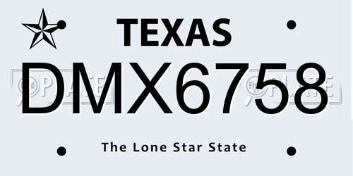 DMX6758 Texas License Plate