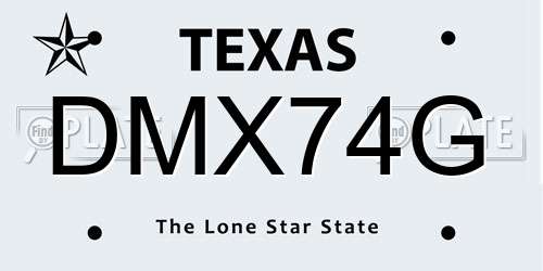 DMX74G Texas License Plate