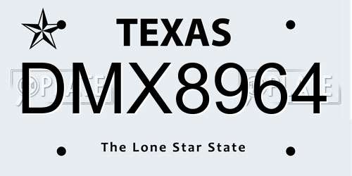 DMX8964 Texas License Plate