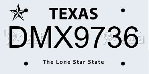 DMX9736 Texas License Plate