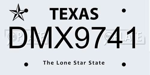 DMX9741 Texas License Plate