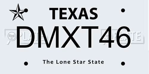 DMXT46 Texas License Plate