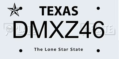DMXZ46 Texas License Plate