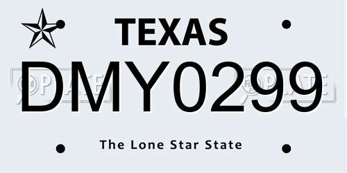 DMY0299 Texas License Plate