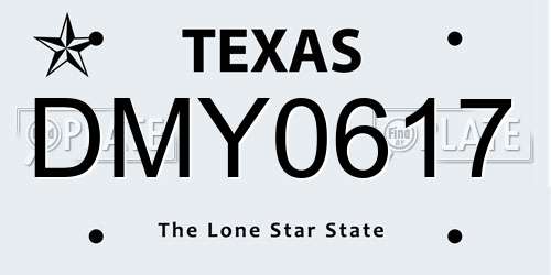 DMY0617 Texas License Plate