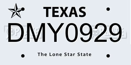 DMY0929 Texas License Plate