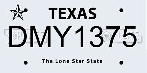 DMY1375 Texas License Plate