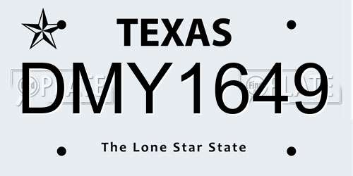 DMY1649 Texas License Plate