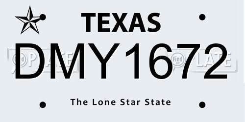 DMY1672 Texas License Plate