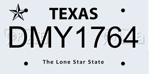 DMY1764 Texas License Plate