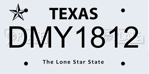 DMY1812 Texas License Plate