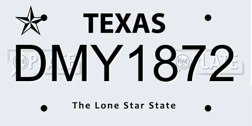 DMY1872 Texas License Plate