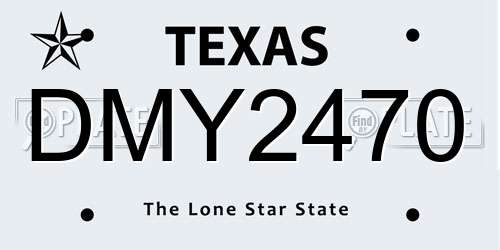 DMY2470 Texas License Plate