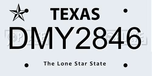 DMY2846 Texas License Plate