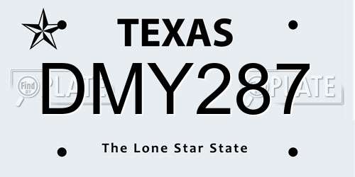 DMY287 Texas License Plate