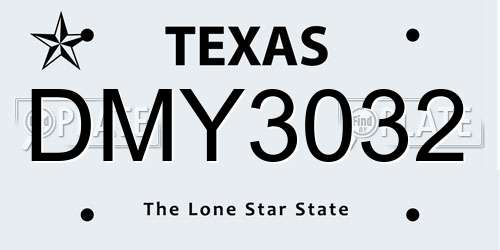 DMY3032 Texas License Plate