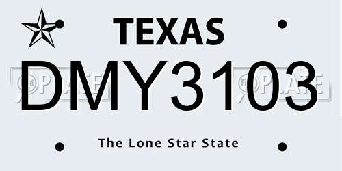 DMY3103 Texas License Plate