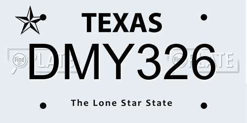 DMY326 Texas License Plate