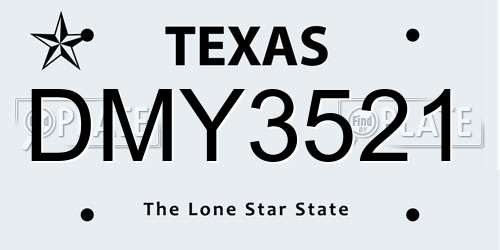 DMY3521 Texas License Plate