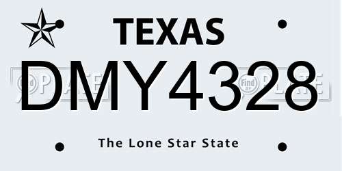 DMY4328 Texas License Plate