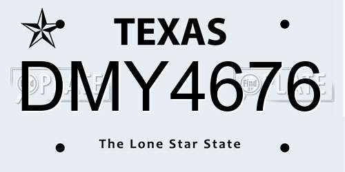 DMY4676 Texas License Plate