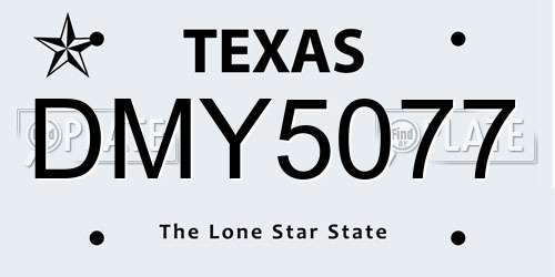 DMY5077 Texas License Plate