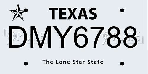 DMY6788 Texas License Plate