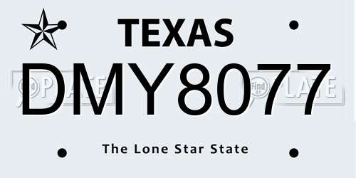 DMY8077 Texas License Plate