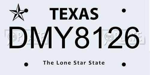DMY8126 Texas License Plate