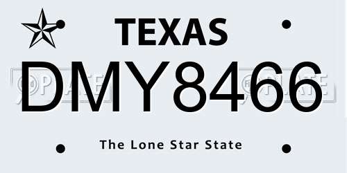 DMY8466 Texas License Plate