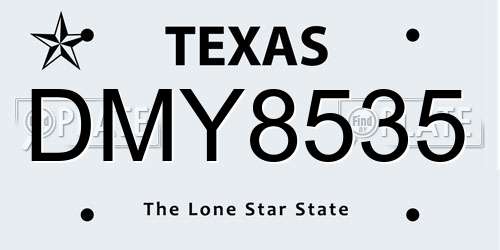DMY8535 Texas License Plate