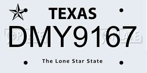 DMY9167 Texas License Plate