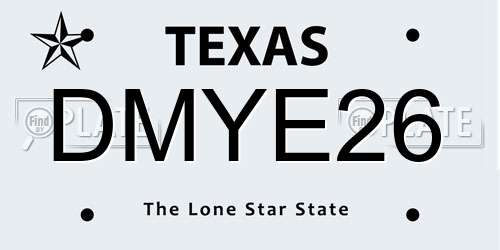 DMYE26 Texas License Plate