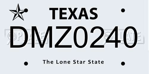 DMZ0240 Texas License Plate