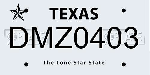 DMZ0403 Texas License Plate