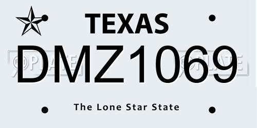 DMZ1069 Texas License Plate